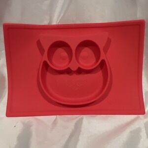 Nuby Owl Red Silicone Divided Feeding Placemat No Slip Food Baby Micro/Dish Safe
